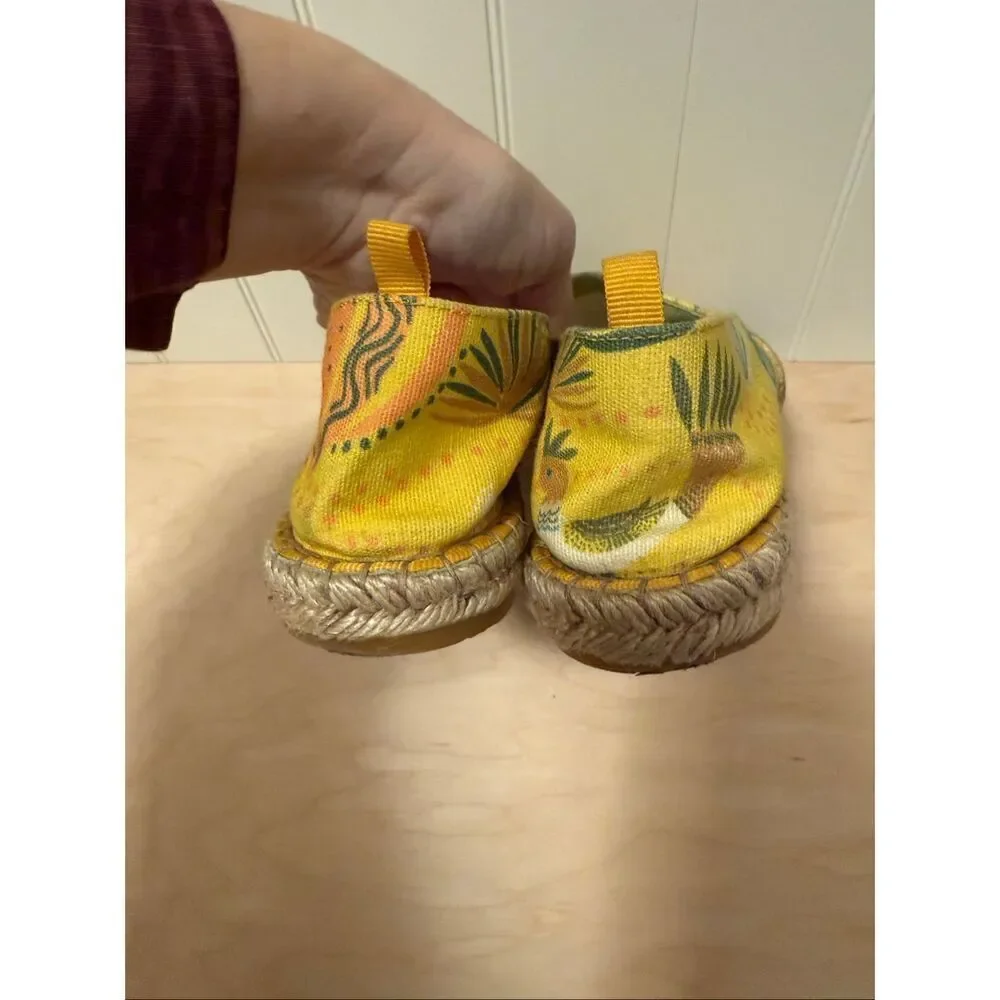 Gudrun Sjoden Yellow Floral Canvas Flats Women Slip-On Espadrilles size 38 (7.5)